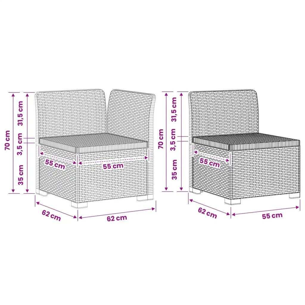 Divano da Giardino a 3 Posti in Aspetto Rattan PP Bianco 3443816 - Image 7