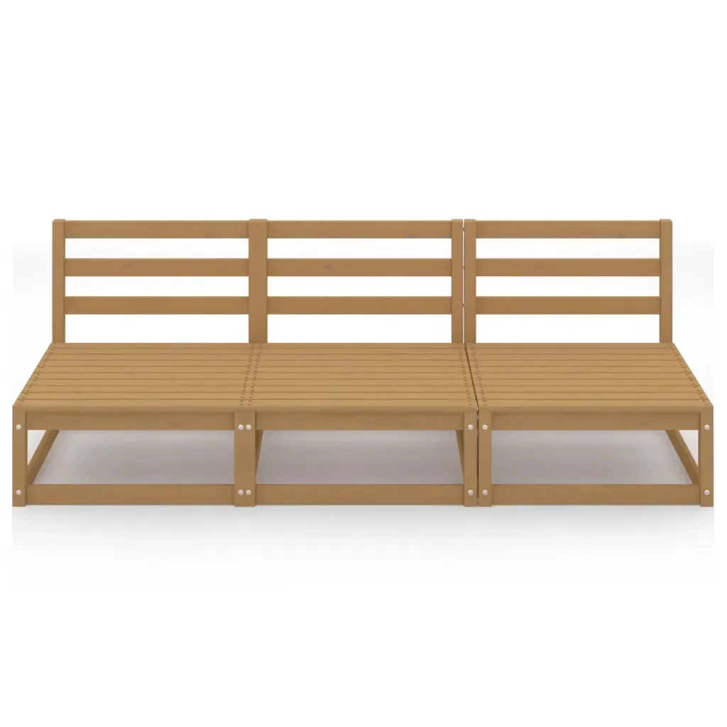 Divano da Giardino 3 Posti Marrone Ambra Legno Massello di Pino 3075302 - Image 3