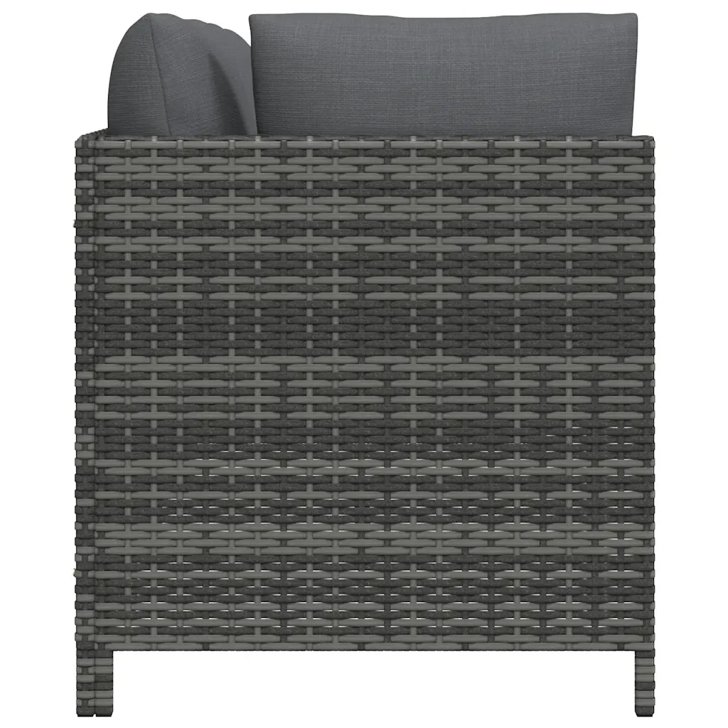 Divano da Giardino a 4 Posti con Cuscini in Polyrattan Grigio 313501 - Image 4