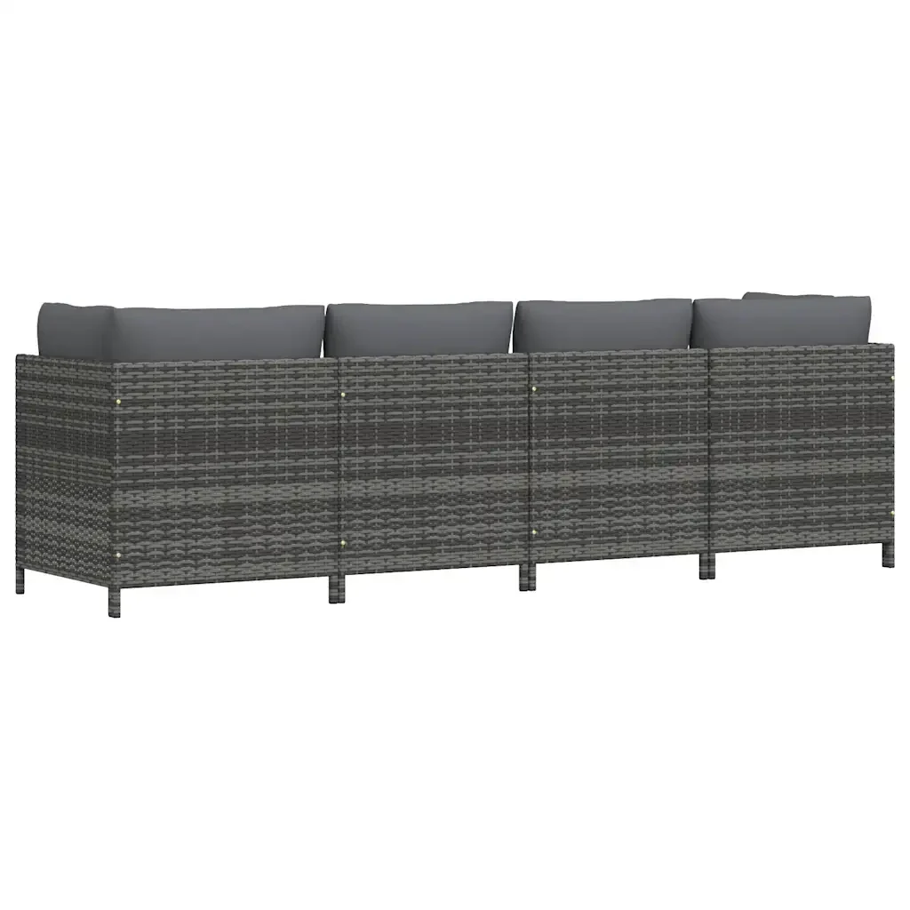 Divano da Giardino a 4 Posti con Cuscini in Polyrattan Grigio 313501 - Image 5