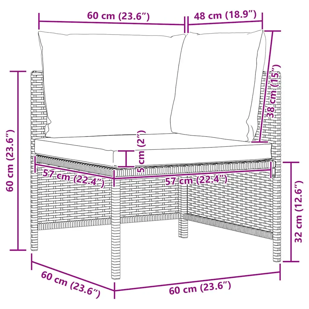 Divano da Giardino a 4 Posti con Cuscini in Polyrattan Grigio 313501 - Image 8