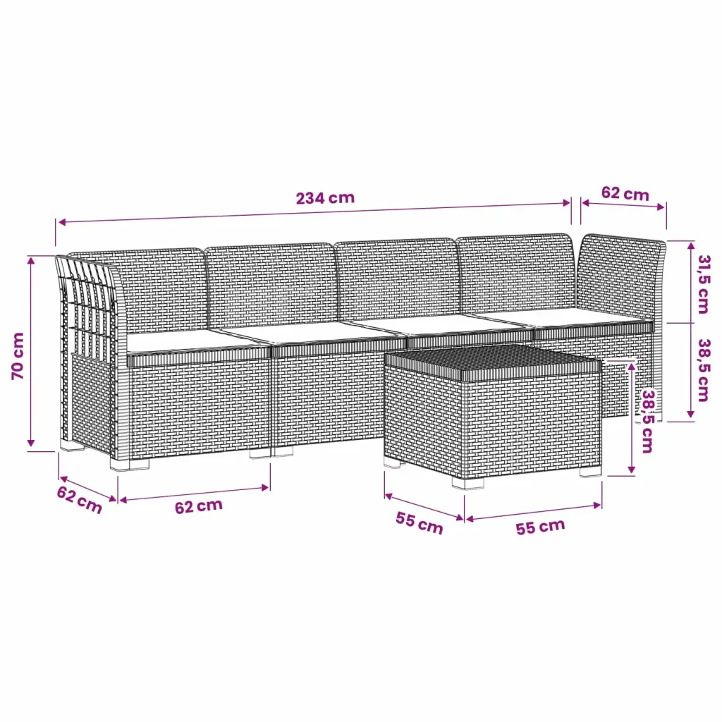 Divano da Giardino a 4 Posti con Cuscini in Stile Rattan PP 3443854 - Image 9