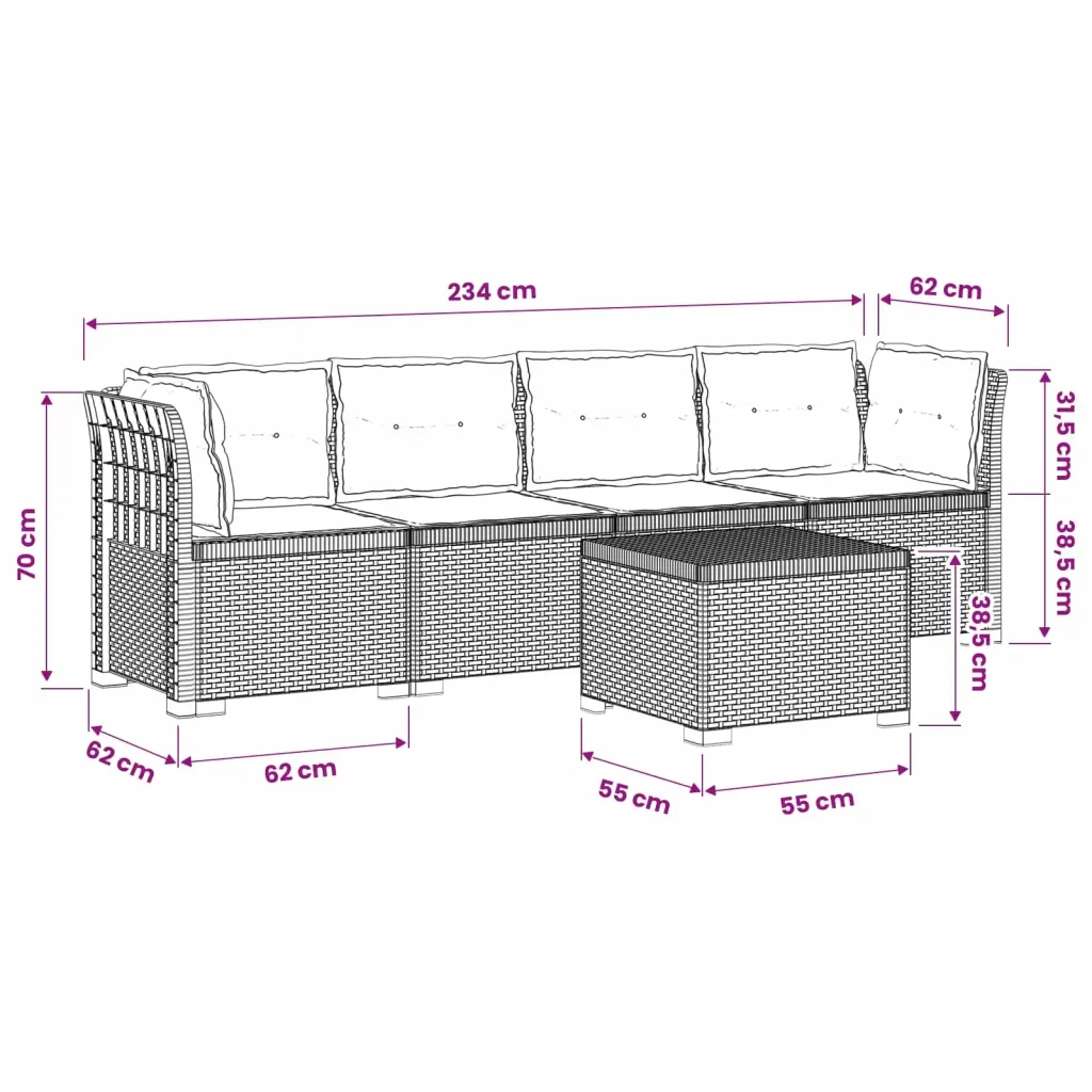 Divano da Giardino a 4 Posti con Cuscini in Stile Rattan PP 3443877 - Image 9