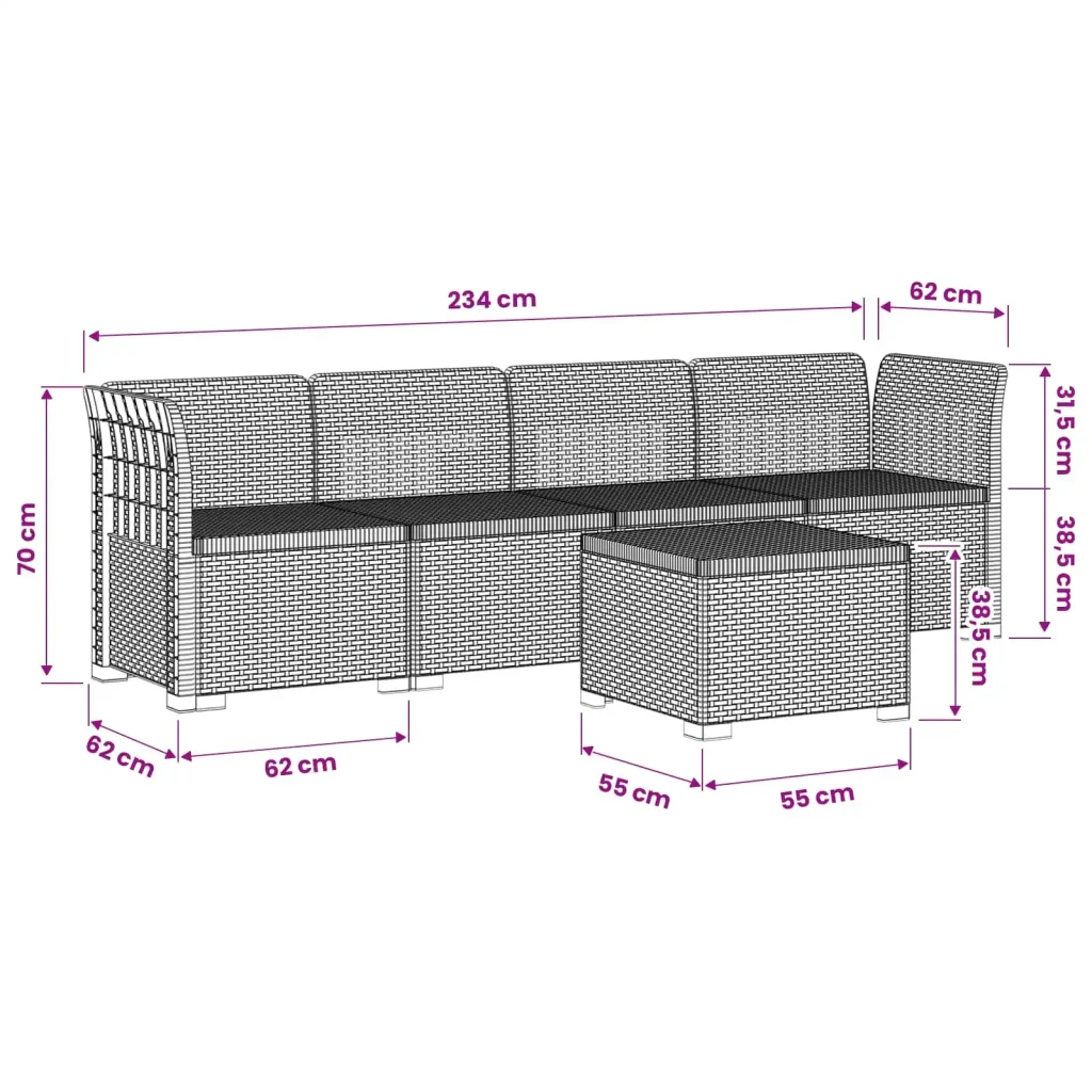 Divano da Giardino a 4 Posti in Stile Rattan PP Antracite 3443850 - Image 8