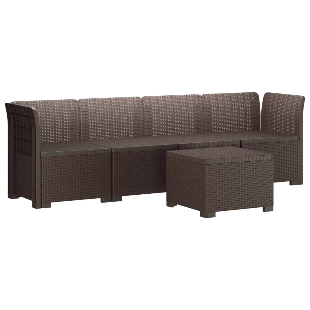 Divano da Giardino a 4 Posti in Stile Rattan PP Marrone 3443851