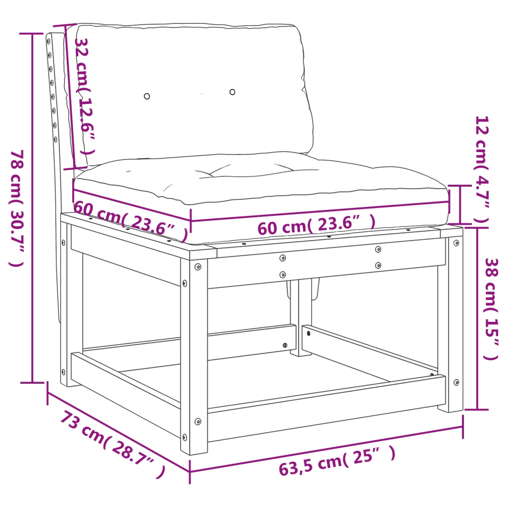 Divano da Giardino con Cuscini Legno Impregnato Pino - Image 10