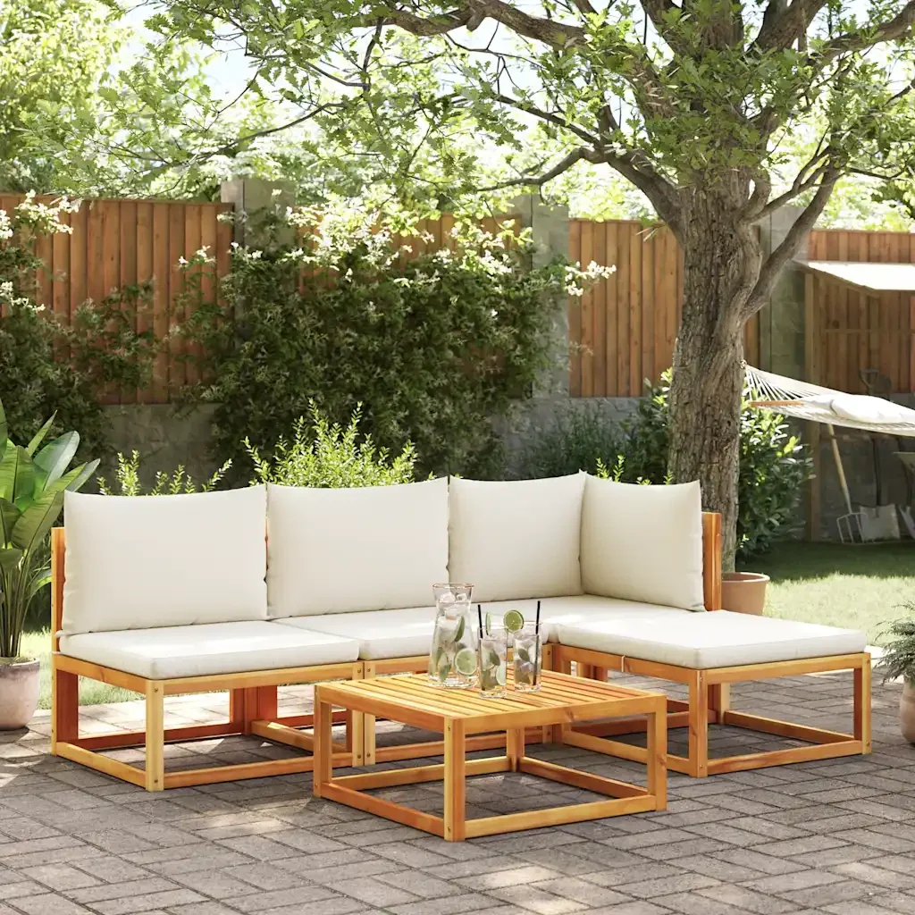 Divano da Giardino Senza Braccioli con Cuscini Massello Acacia - Image 3