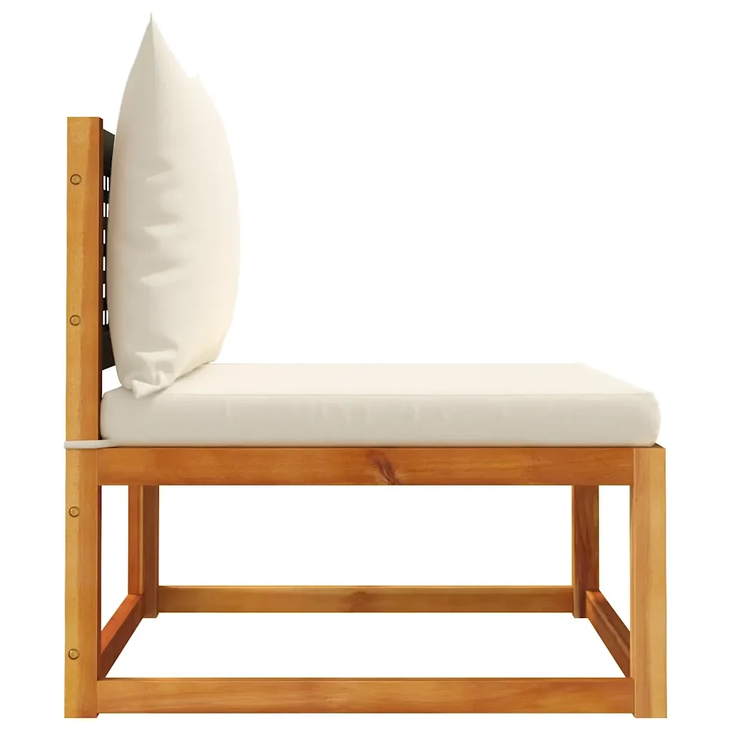 Divano da giardino senza braccioli con cuscini in legno di acacia e rattan 4008169 - Image 5