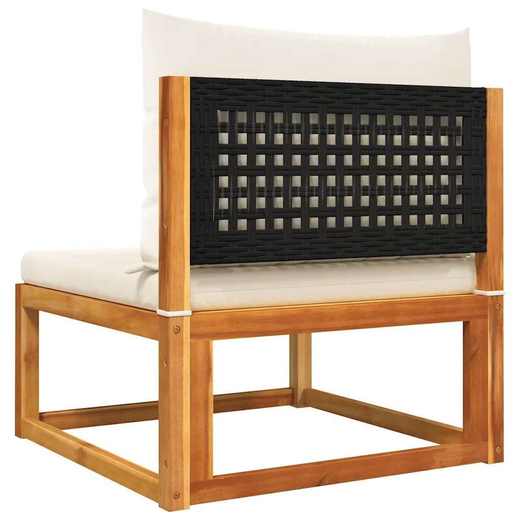 Divano da giardino senza braccioli con cuscini in legno di acacia e rattan 4008169 - Image 6