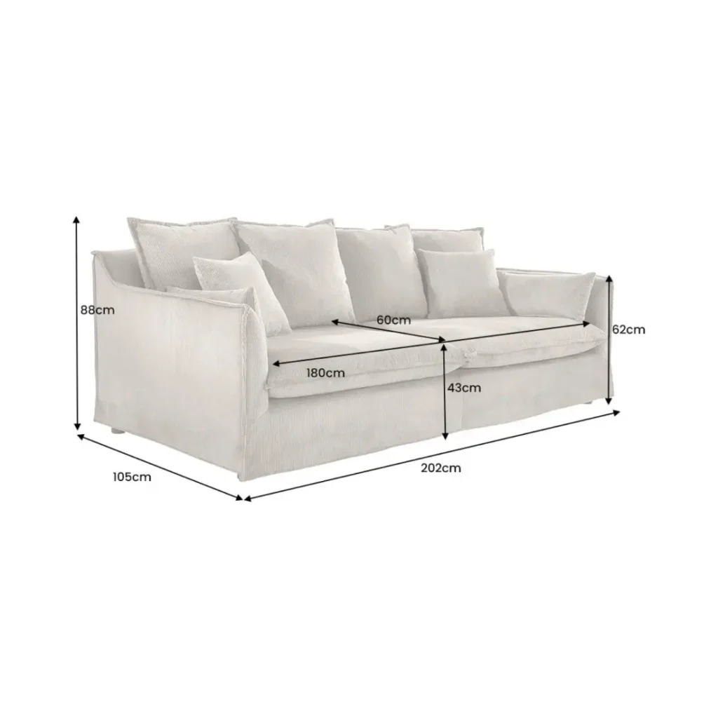 Divano dritto KALIA - Tessuto a costine beige grigio - 3 posti - Stile contemporaneo - Image 3