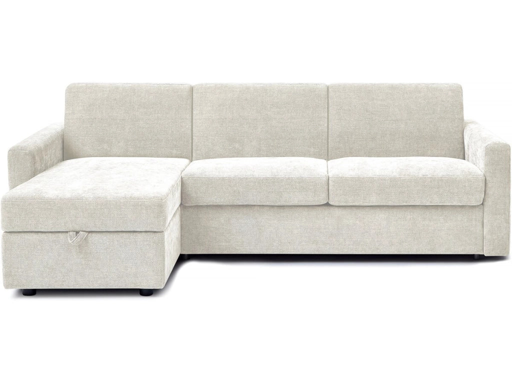 Divano letto angolare reversibile "Celia" con meccanismo trasformabile express in tessuto - 3 posti - Beige