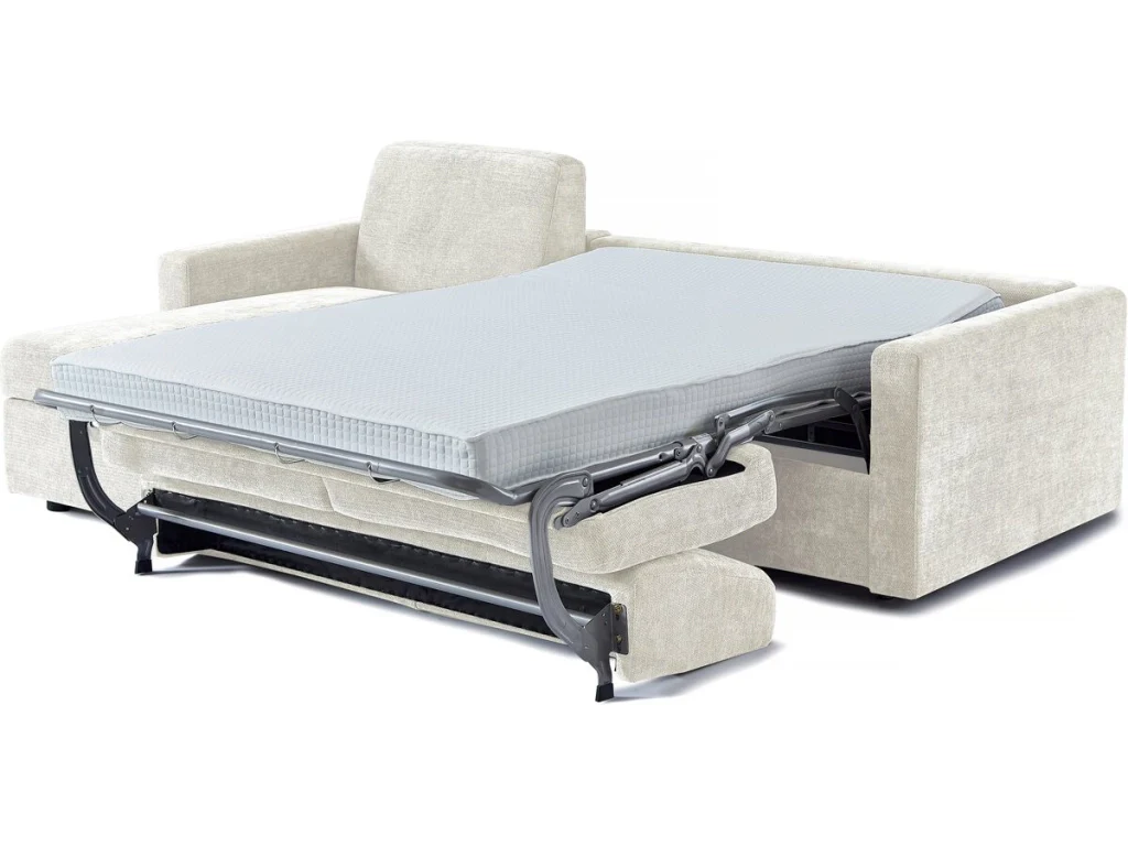 Divano letto angolare reversibile "Celia" con meccanismo trasformabile express in tessuto - 3 posti - Beige - Image 3