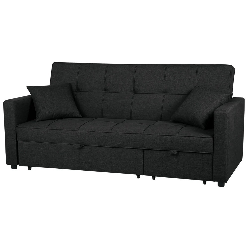 Divano Letto color Nero Funzione Sonno Imbottito stile Moderno contemporaneo soggiorno - Image 4