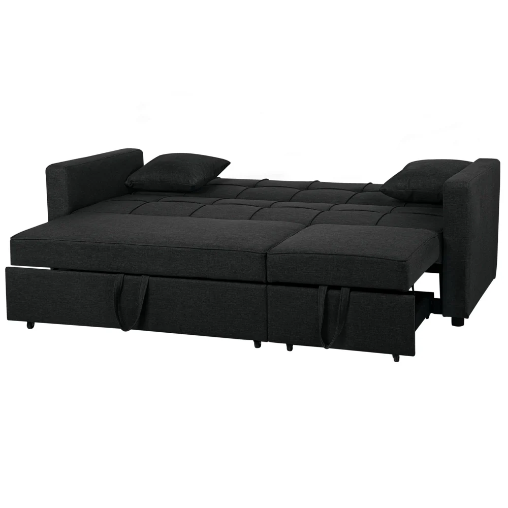 Divano Letto color Nero Funzione Sonno Imbottito stile Moderno contemporaneo soggiorno - Image 5