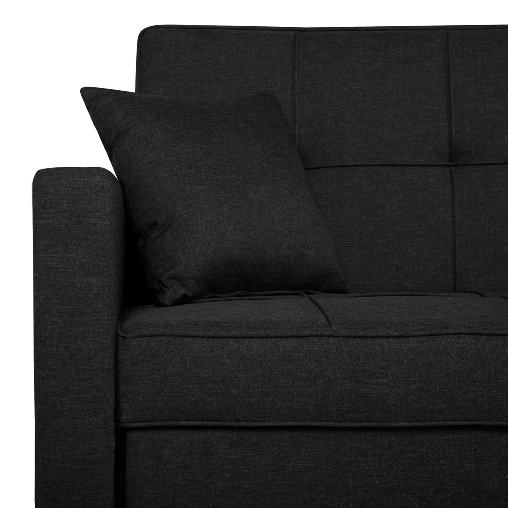 Divano Letto color Nero Funzione Sonno Imbottito stile Moderno contemporaneo soggiorno - Image 7