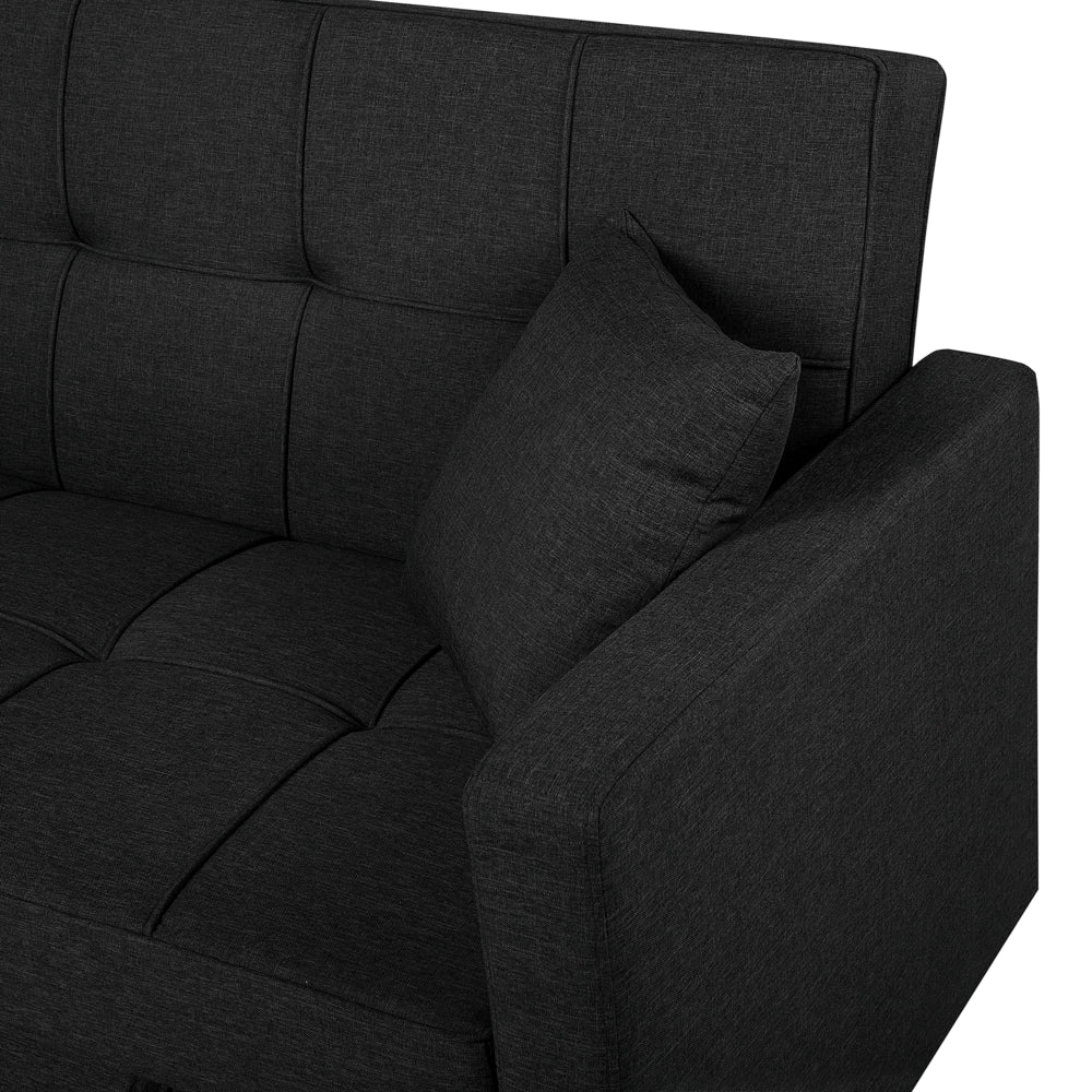 Divano Letto color Nero Funzione Sonno Imbottito stile Moderno contemporaneo soggiorno - Image 8