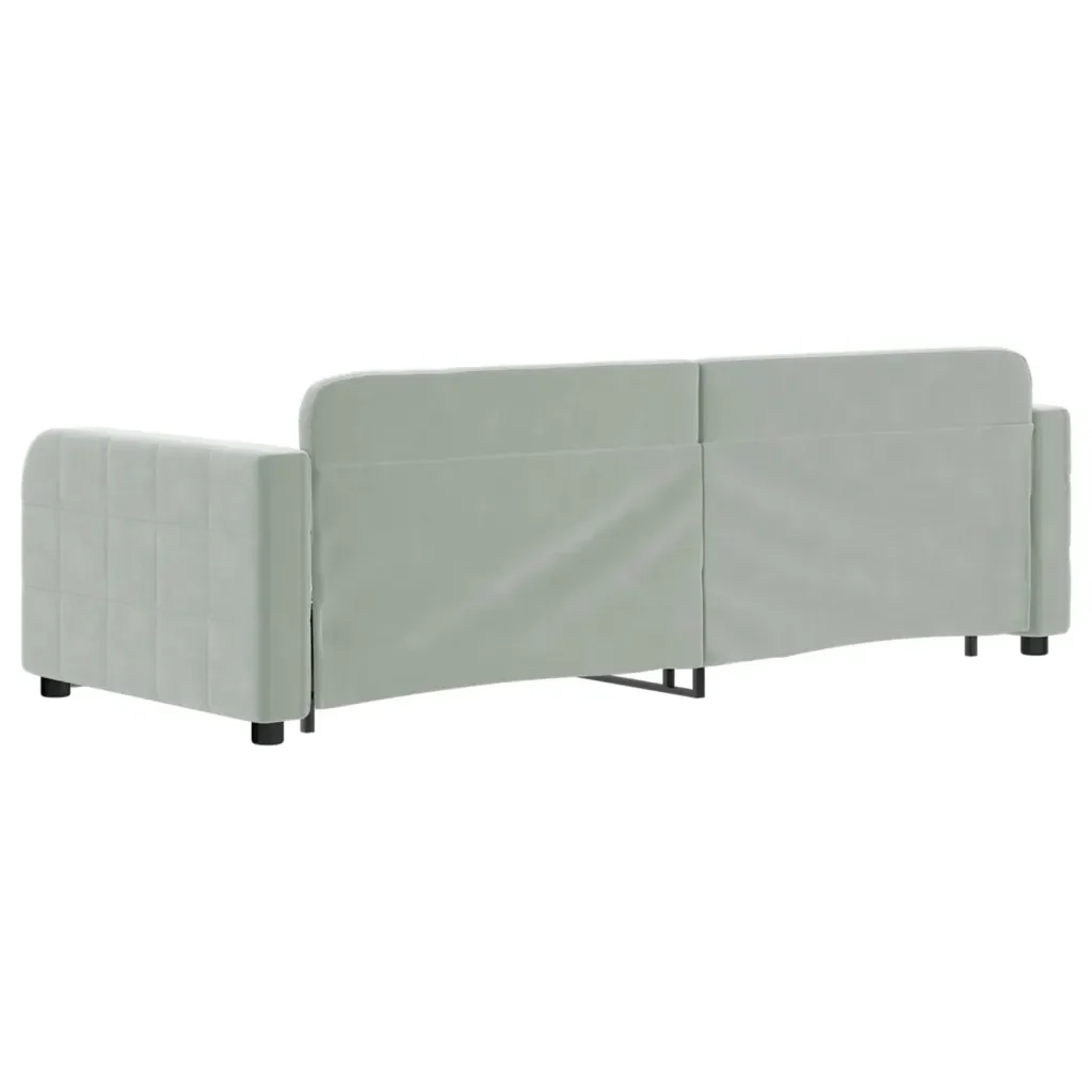 Divano Letto con Letto Estraibile Grigio Chiaro 80x200 Velluto 3196922 - Image 5