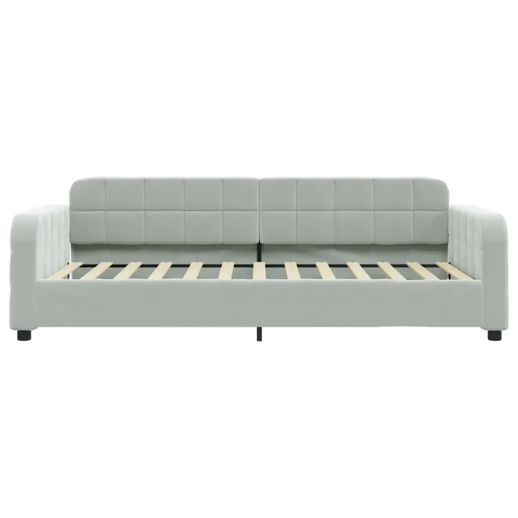Divano Letto con Letto Estraibile Grigio Chiaro 80x200 Velluto 3196922 - Image 7
