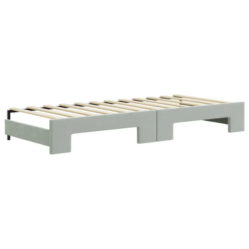 Divano Letto con Letto Estraibile Grigio Chiaro 80x200 Velluto 3196922 - Image 8