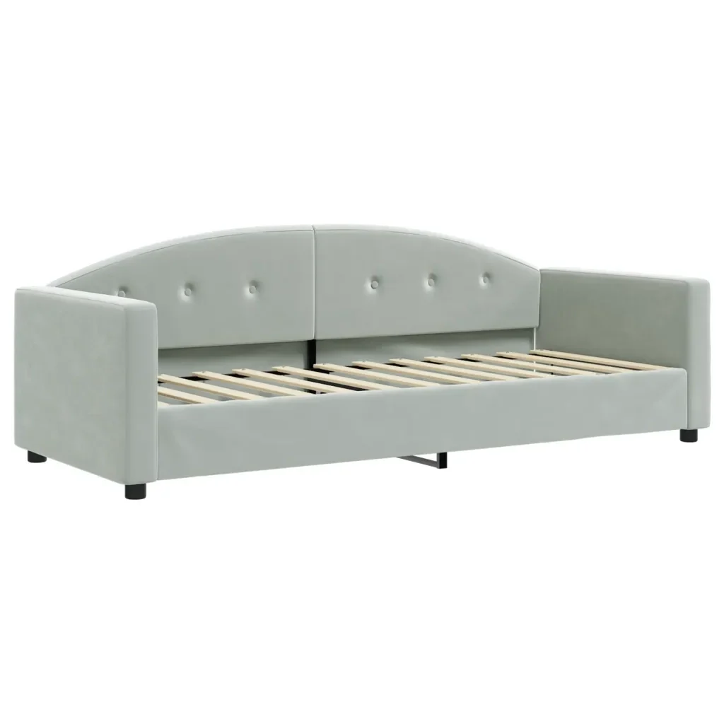 Divano Letto Estraibile Cassetti Grigio Chiaro 80x200cm Velluto - Image 4