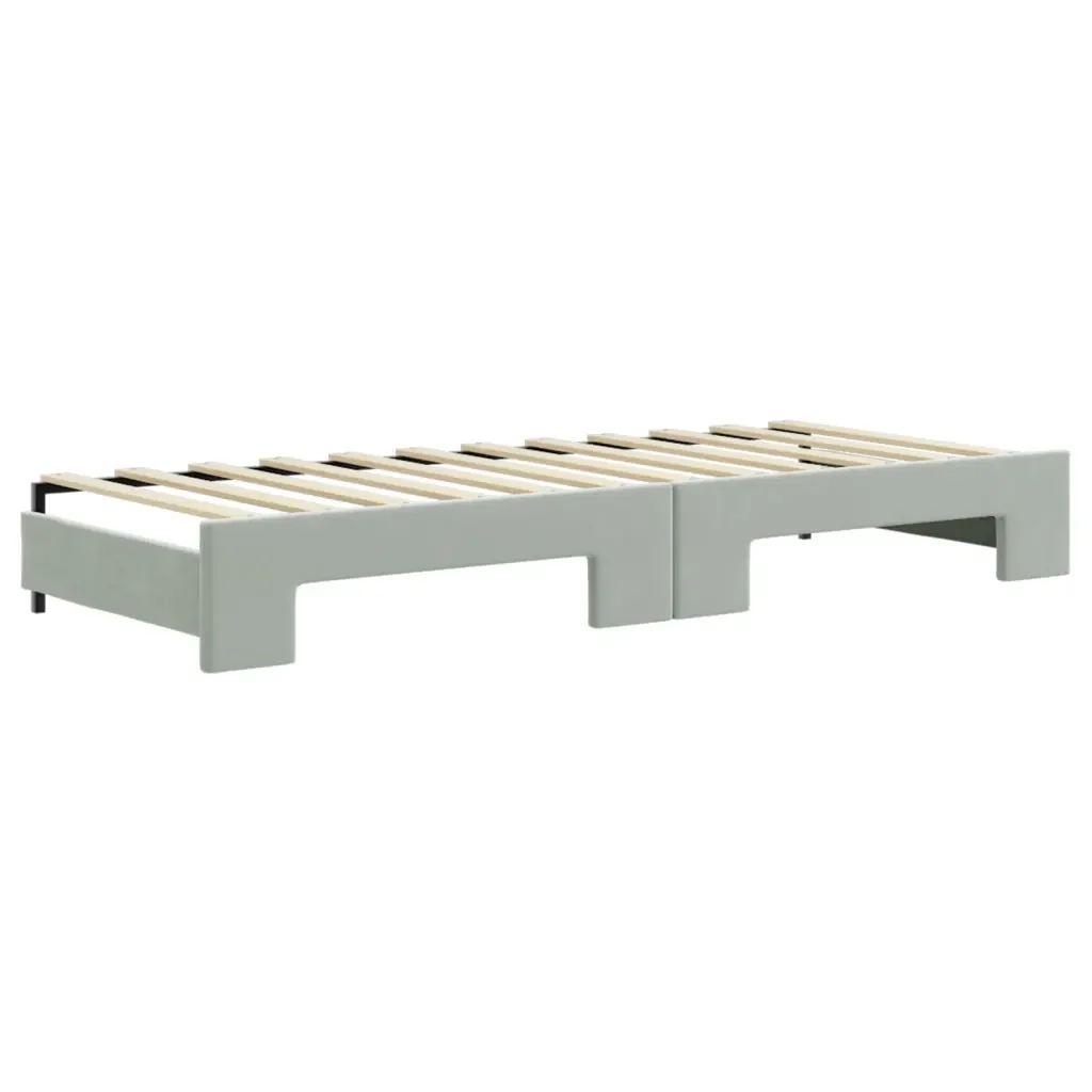 Divano Letto Estraibile Cassetti Grigio Chiaro 80x200cm Velluto - Image 5