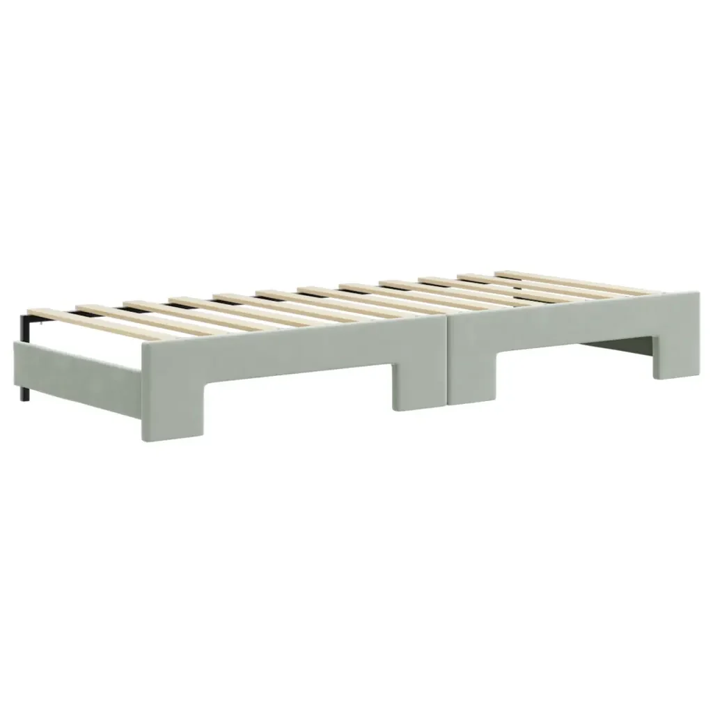 Divano Letto Estraibile Cassetti Grigio Chiaro 80x200cm Velluto 3196994 - Image 5