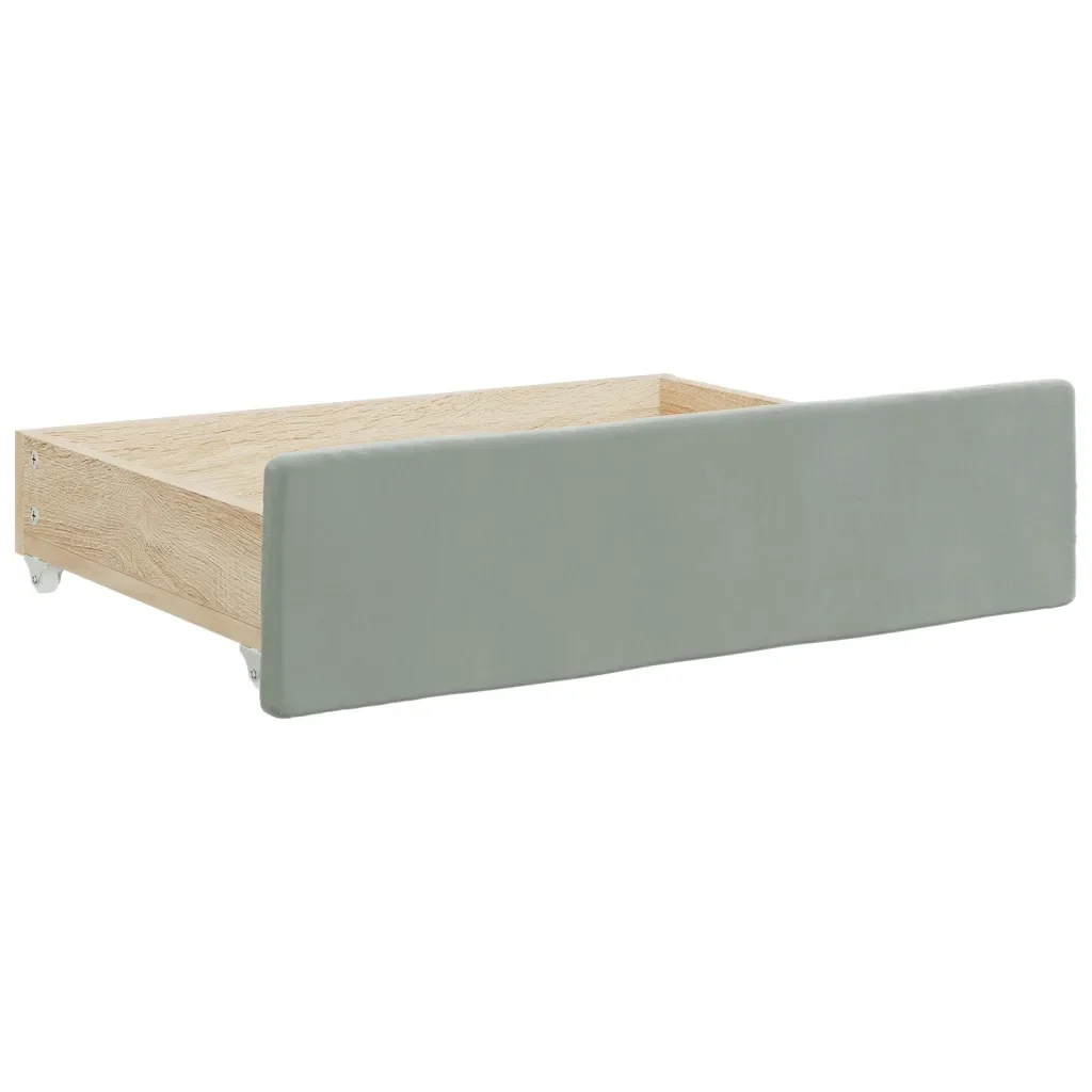 Divano Letto Estraibile Cassetti Grigio Chiaro 80x200cm Velluto 3196994 - Image 6