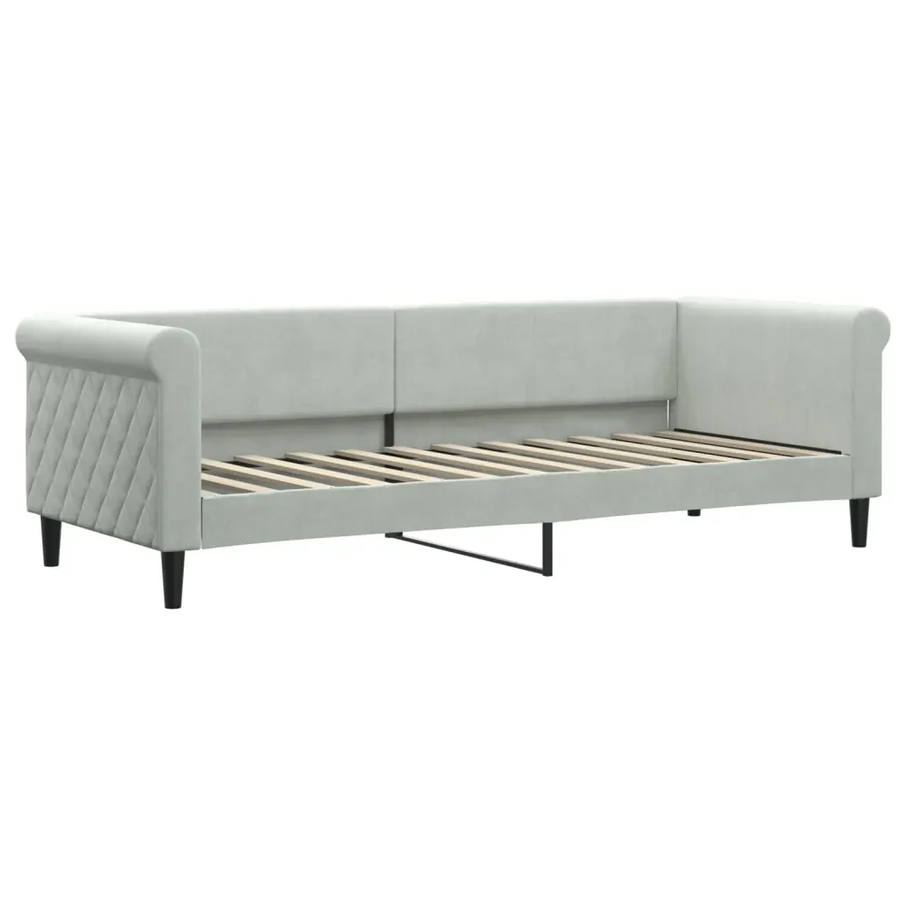 Divano Letto Estraibile Cassetti Grigio Chiaro 80x200cm Velluto 3197836 - Image 4