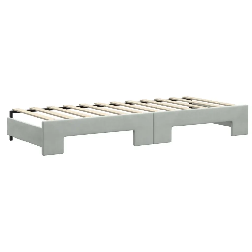 Divano Letto Estraibile Cassetti Grigio Chiaro 80x200cm Velluto 3197836 - Image 5