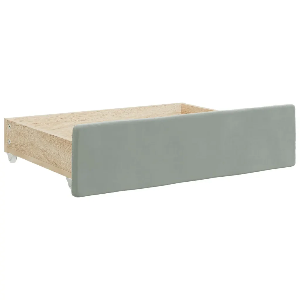 Divano Letto Estraibile Cassetti Grigio Chiaro 80x200cm Velluto 3197836 - Image 6