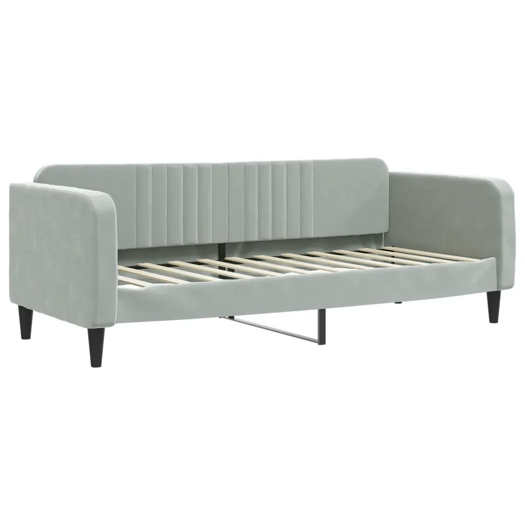 Divano Letto Estraibile Cassetti Grigio Chiaro 80x200cm Velluto - Image 4