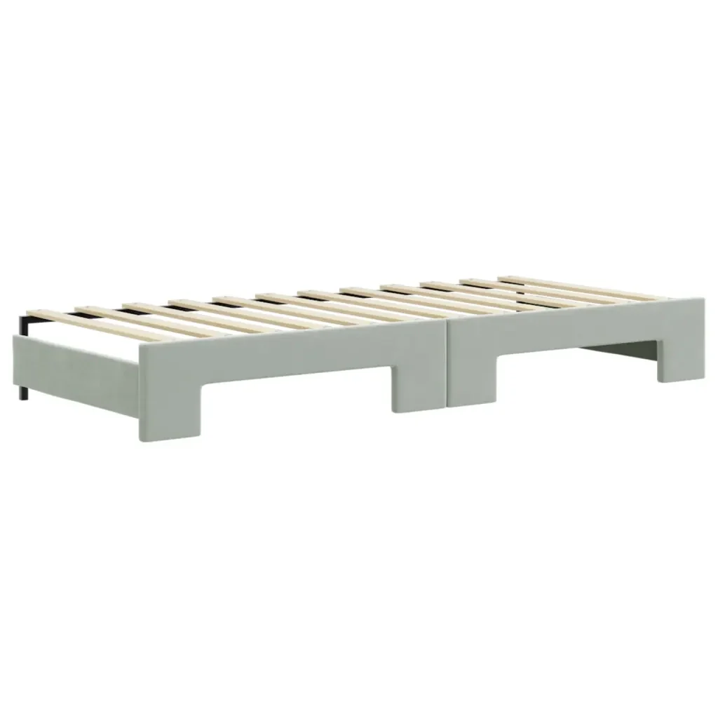 Divano Letto Estraibile Cassetti Grigio Chiaro 90x200cm Velluto 3196739 - Image 8