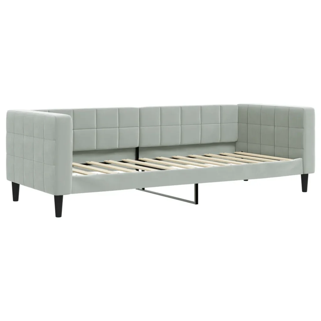 Divano Letto Estraibile Cassetti Grigio Chiaro 90x200cm Velluto 3196763 - Image 4