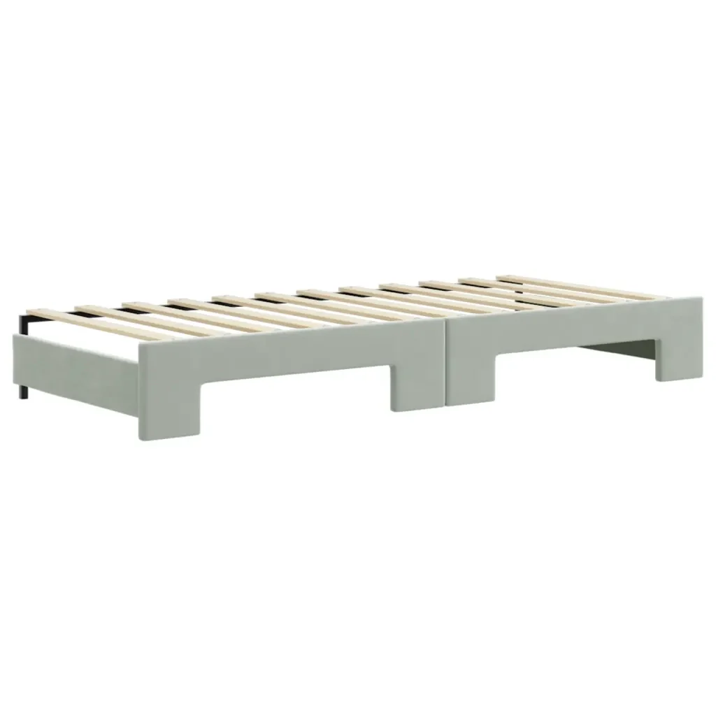 Divano Letto Estraibile Cassetti Grigio Chiaro 90x200cm Velluto 3196763 - Image 5