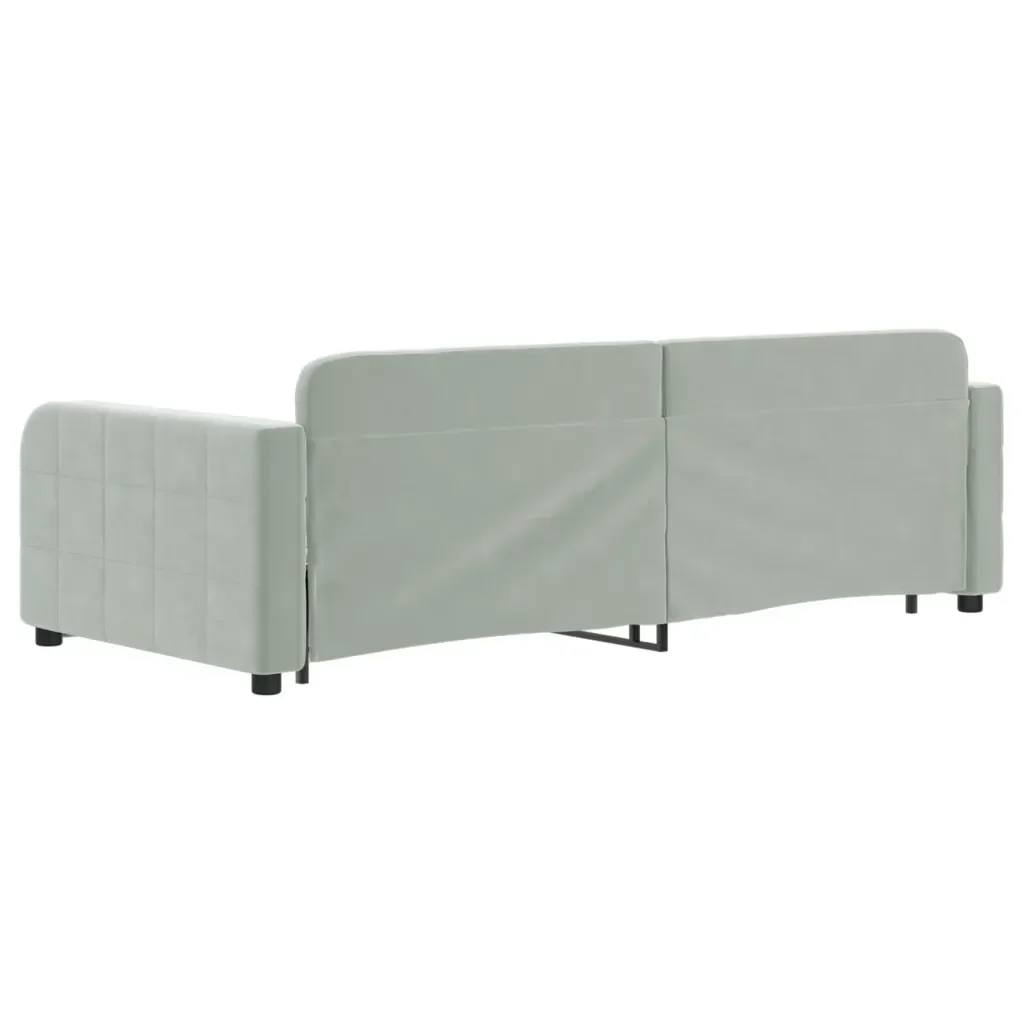 Divano Letto Estraibile Cassetti Grigio Chiaro 90x200cm Velluto 3196977 - Image 5