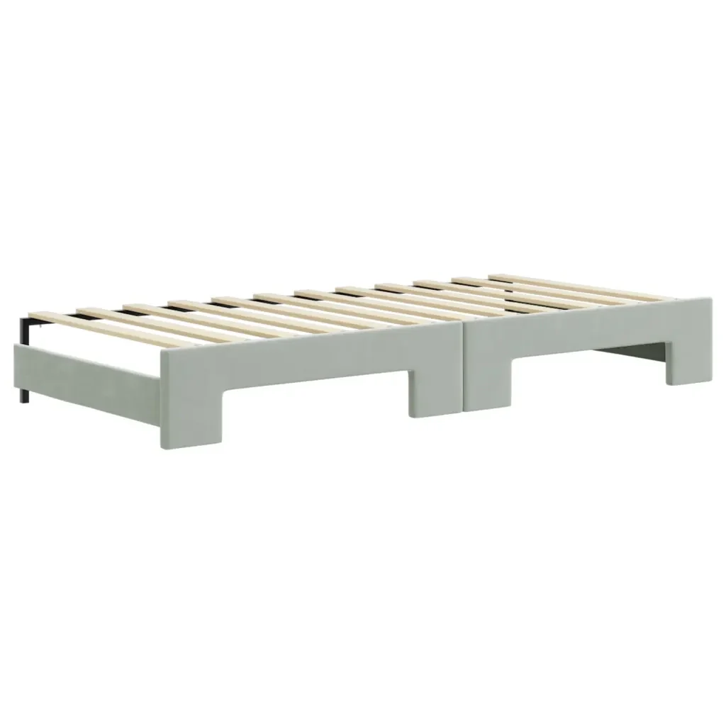 Divano Letto Estraibile Cassetti Grigio Chiaro 90x200cm Velluto 3196977 - Image 8