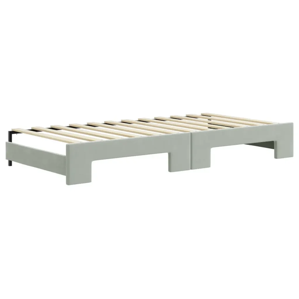 Divano Letto Estraibile Cassetti Grigio Chiaro 90x200cm Velluto 3197001 - Image 5