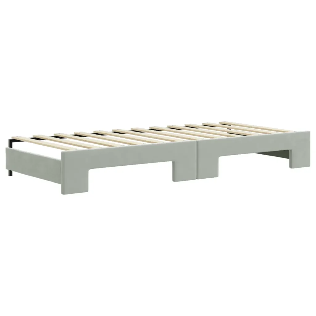 Divano Letto Estraibile Cassetti Grigio Chiaro 90x200cm Velluto 3197349 - Image 6