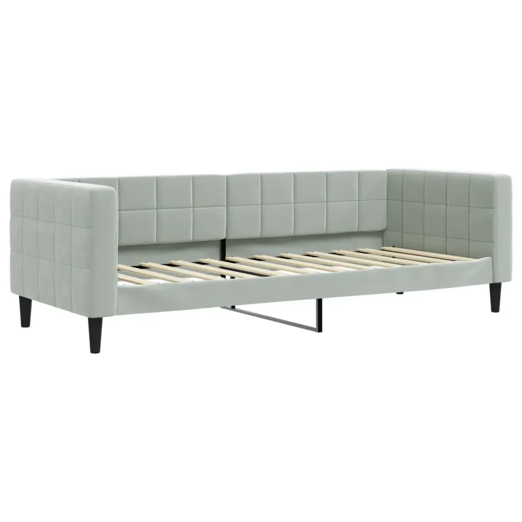 Divano Letto Estraibile Materassi Grigio Chiaro 80x200 Velluto - Image 4