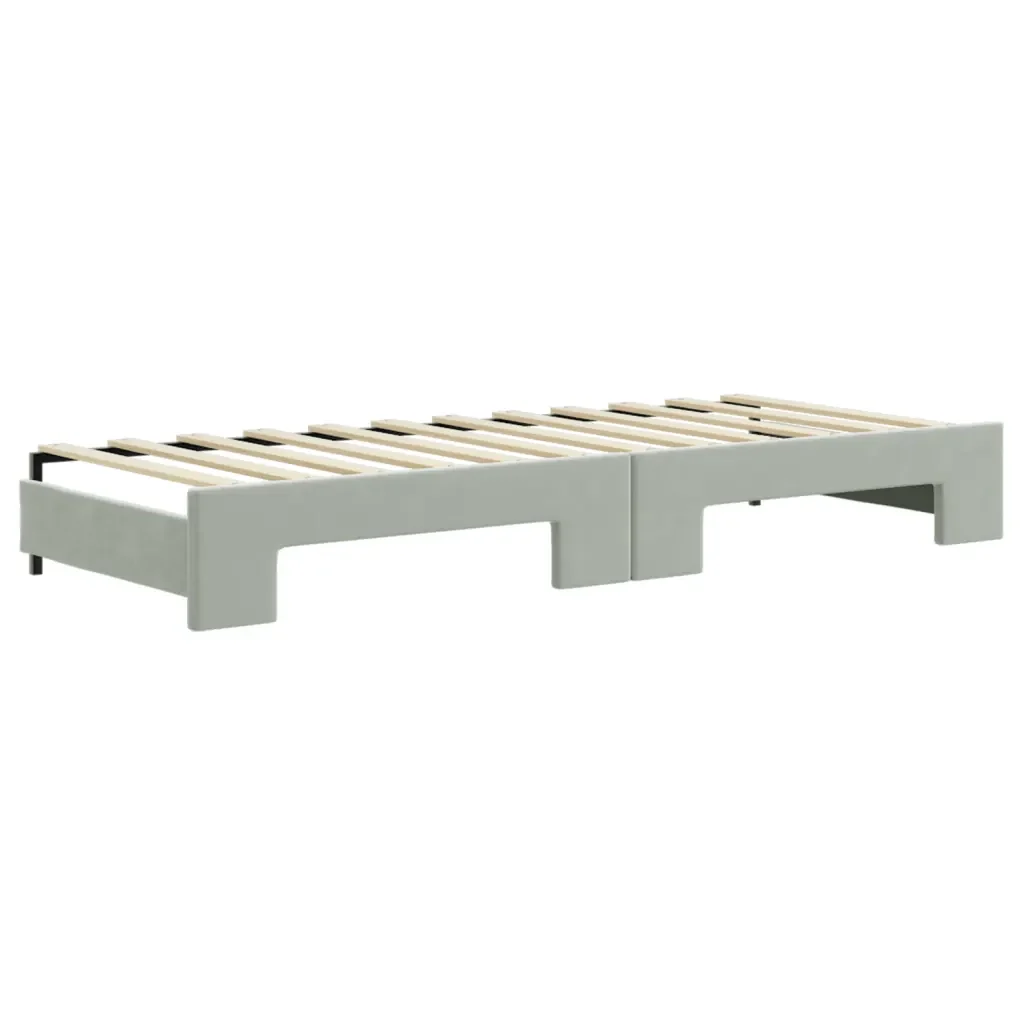 Divano Letto Estraibile Materassi Grigio Chiaro 80x200 Velluto - Image 5