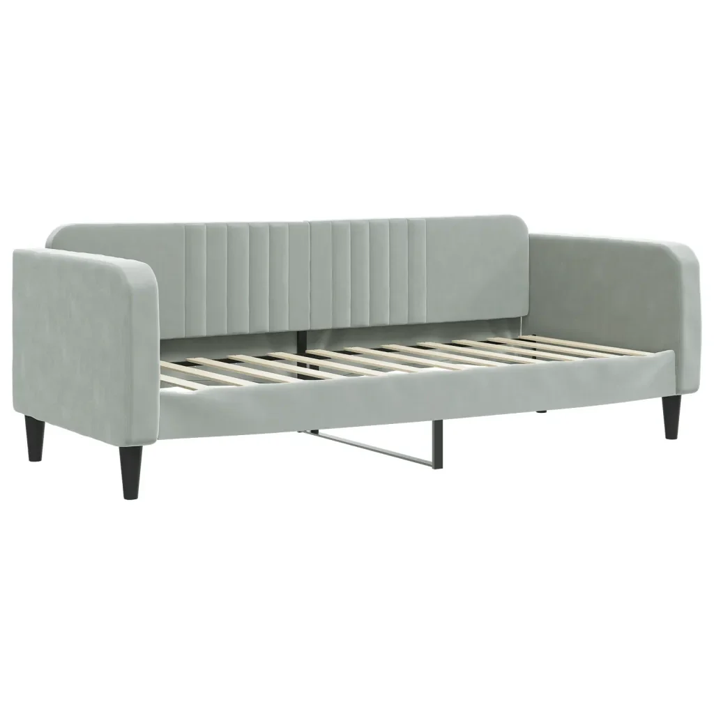 Divano Letto Estraibile Materassi Grigio Chiaro 80x200 Velluto - Image 4