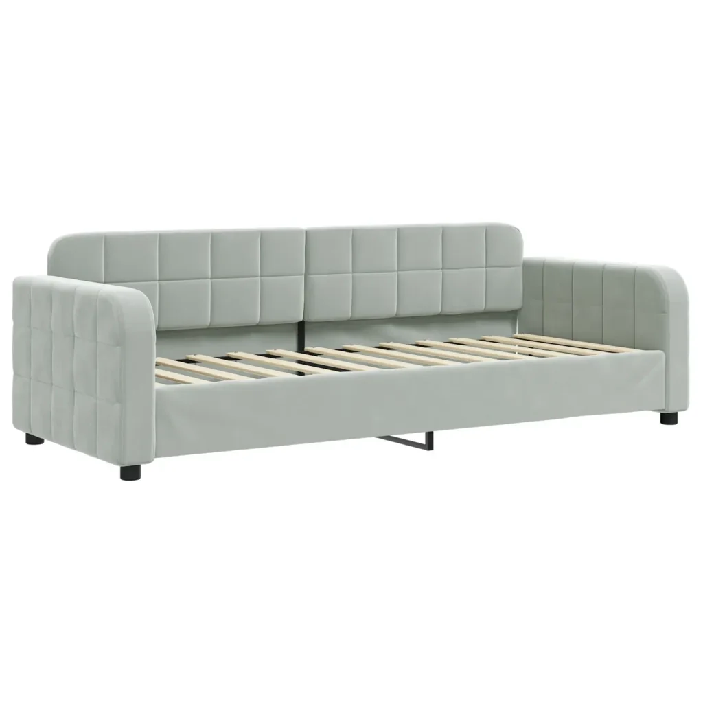 Divano Letto Estraibile Materassi Grigio Chiaro 80x200 Velluto 3196946 - Image 4
