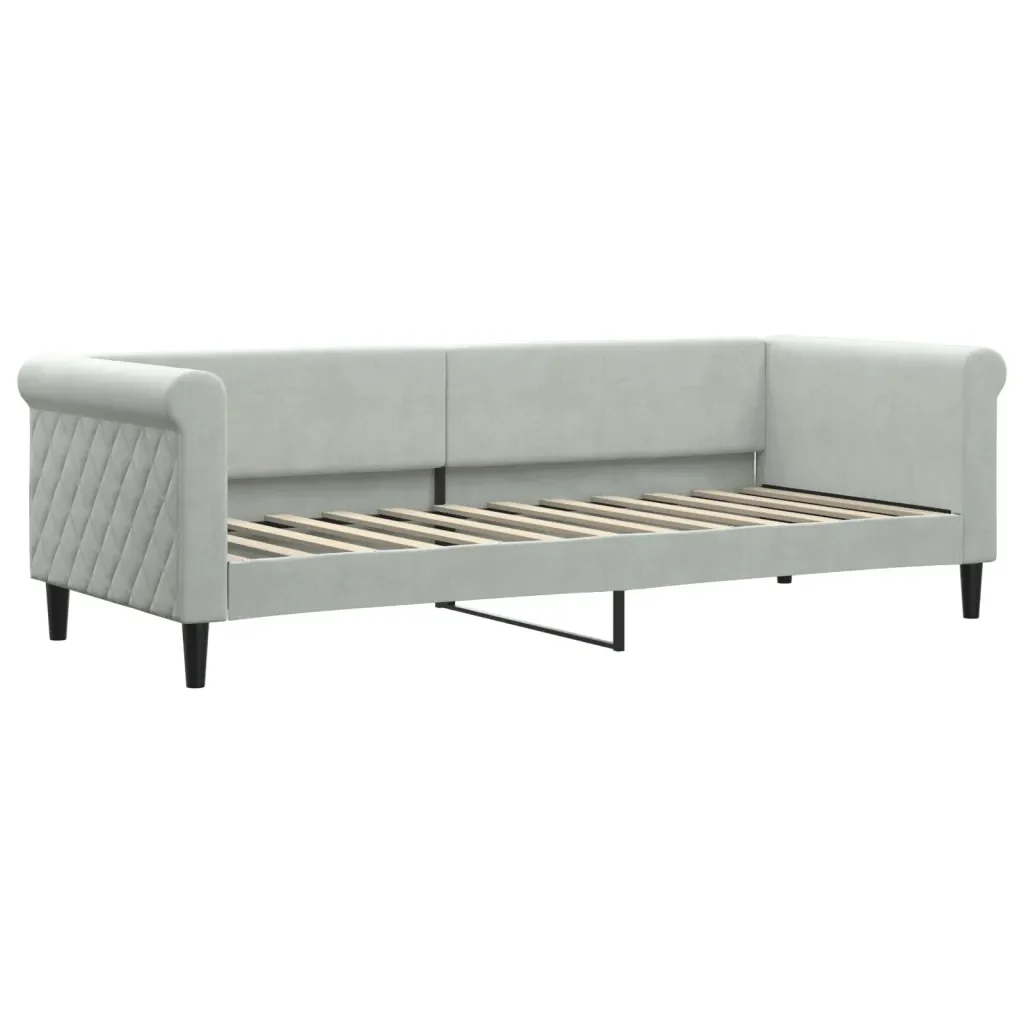 Divano Letto Estraibile Materassi Grigio Chiaro 80x200 Velluto 3197788 - Image 4