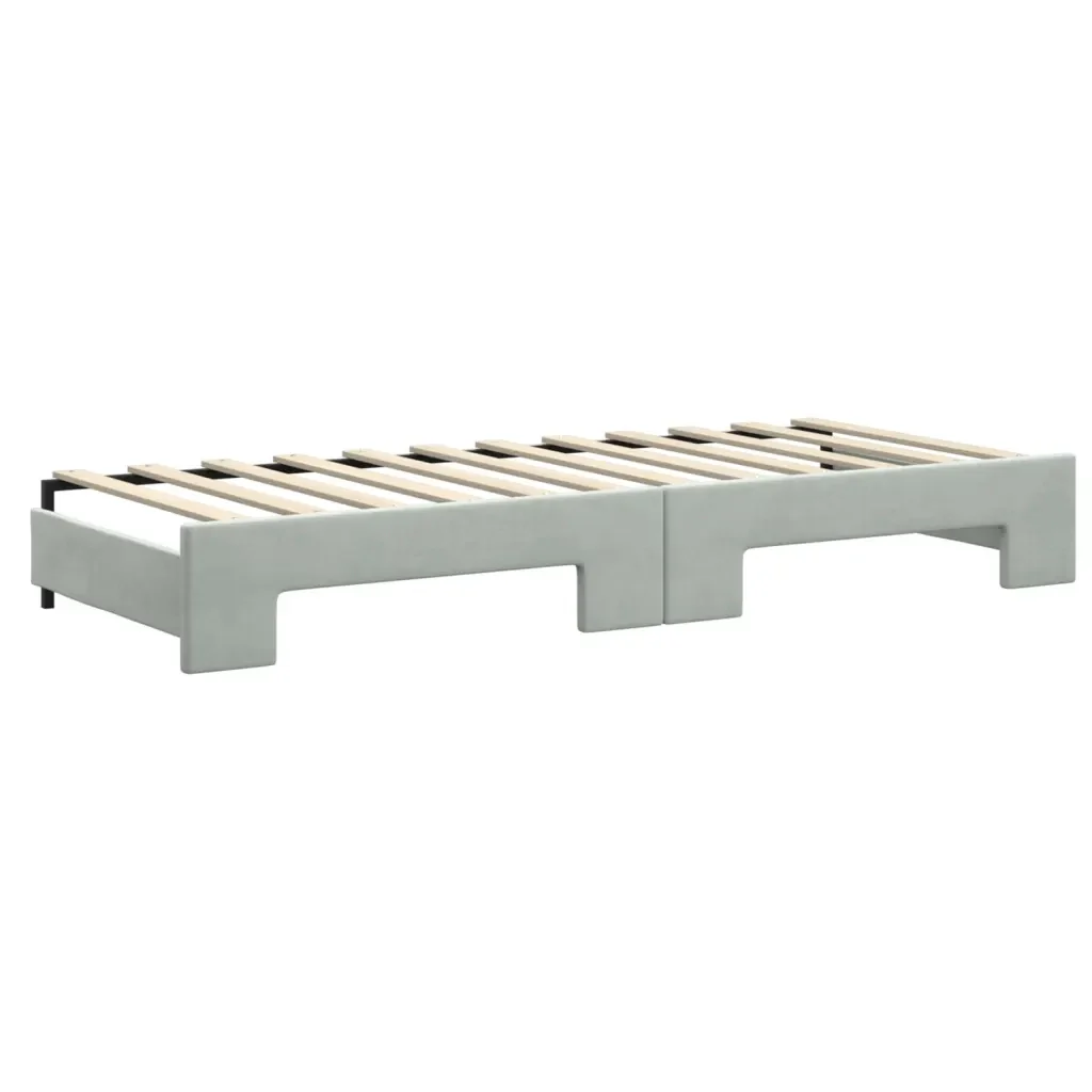 Divano Letto Estraibile Materassi Grigio Chiaro 80x200 Velluto 3197788 - Image 5