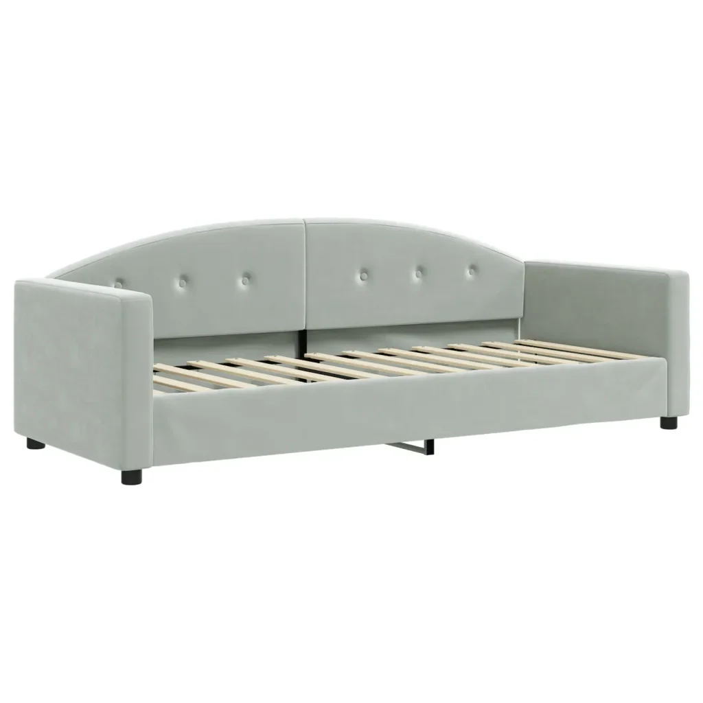 Divano Letto Estraibile Materassi Grigio Chiaro 80x200 Velluto - Image 4