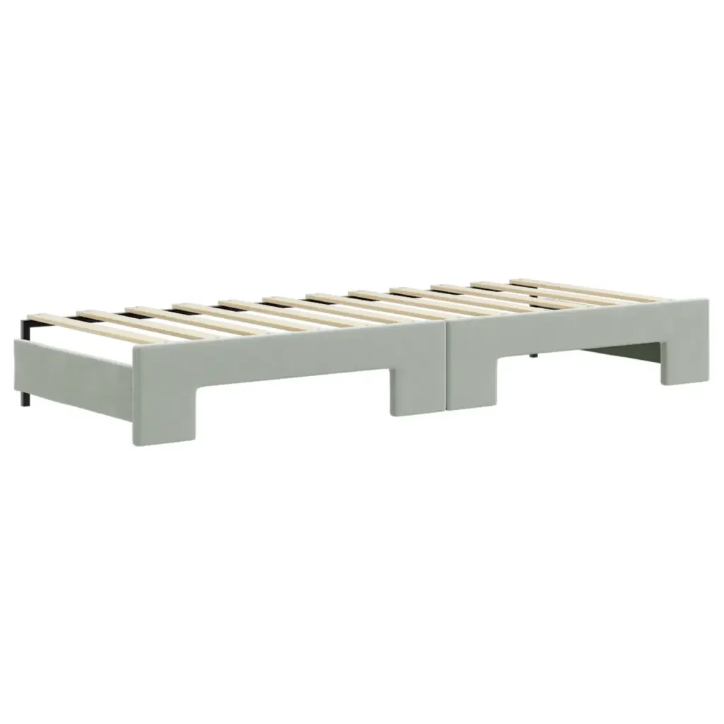 Divano Letto Estraibile Materassi Grigio Chiaro 80x200 Velluto - Image 5
