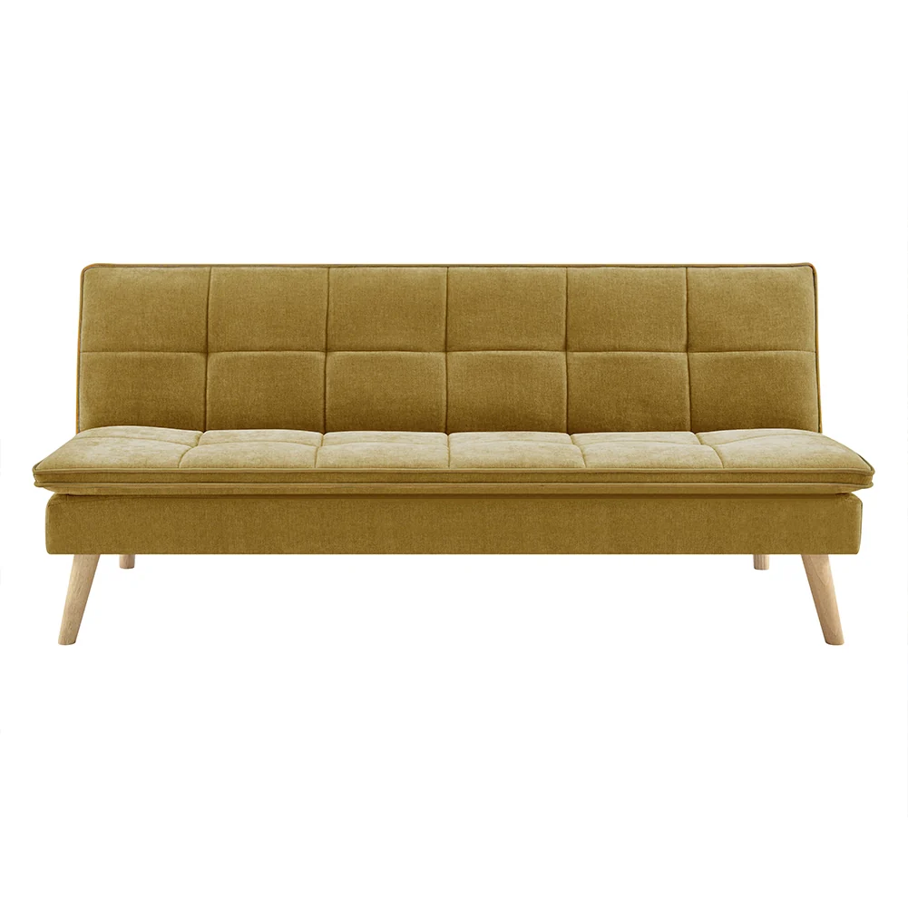 Divano Letto Reclinabile 3 Posti Ergonomico in Tessuto Mostarda con Gambe Legno - Image 6