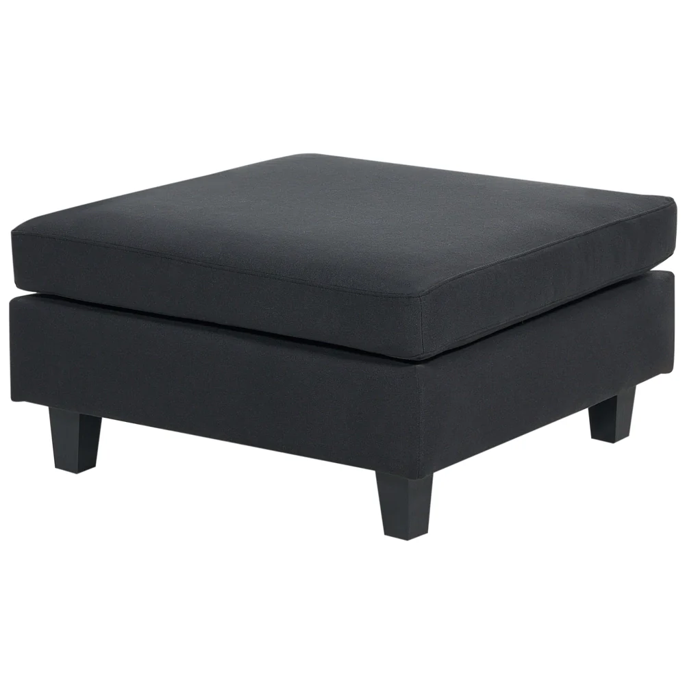 Divano moderno modulare a 5 posti con ottomana imbottito in tessuto poliestere con schienale imbottito a forma di U Nero soggiorno - Image 8