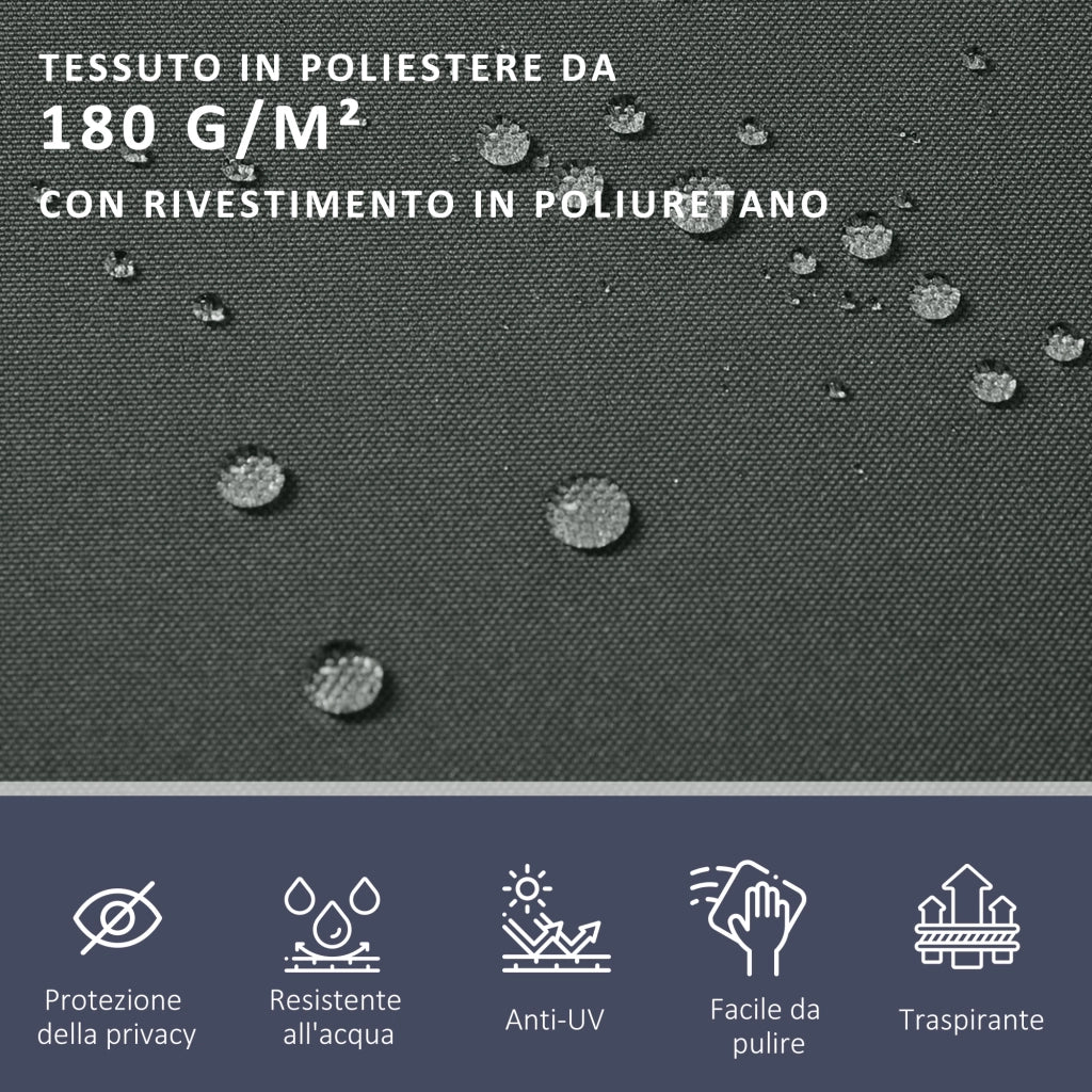 Divisore da Giardino 600x180 cm Regolabile Anti UV con Maniglia in Metallo e Poliestere Grigio - Image 4