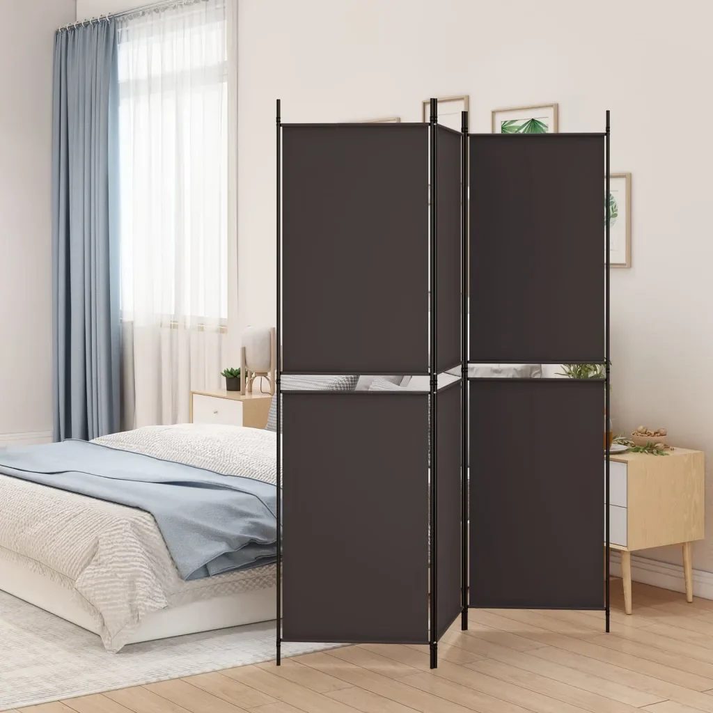Divisorio a 3 Pannelli Marrone 150x180 cm in Tessuto 350211